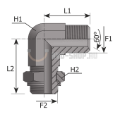 Адаптер-переходник BSP-BSP ш-ш 1/2" / 3/4" 90гр. Повотный с контр.гайкой.